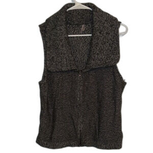 Women’s j. Jill Gray marled knit full zip collared sleeveless sweater vest large